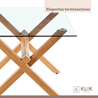 Comedor mesa de vidrio cross 140x90 con 6 sillas Crossback Madera Rattan Negras 7