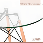 Comedor Mesa Eames Vidrio 100cm + 4 Sillas Eames Blancas 8