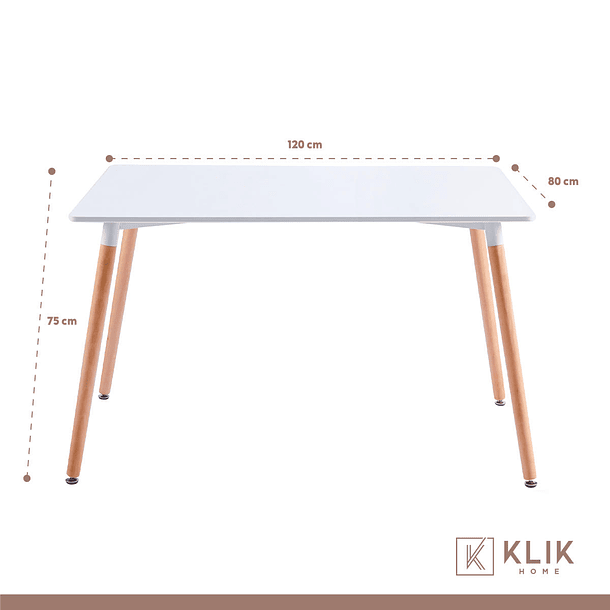 Comedor mesa rectangular blanca 120cm + 6 sillas Patchwork wood Celeste 5