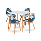 Comedor mesa cuadrada blanca 80cm + 4 sillas Patchwork wood Celeste 1