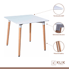Comedor mesa cuadrada blanca 80cm + 4 sillas Patchwork wood Celeste 3