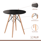 Comedor mesa redonda negra 80cm + 4 sillas Patchwork wood Celeste 5