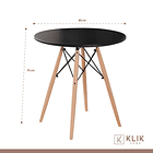 Comedor mesa redonda negra 80cm + 4 sillas Patchwork wood Celeste 6