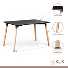 Comedor mesa rectangular negra 120x80 cm + 6 sillas Patchwork wood Celeste 3