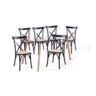 Comedor Mesa de Vidrio Nórdica 140x90cm + 6 sillas Crossback Madera Negras 1