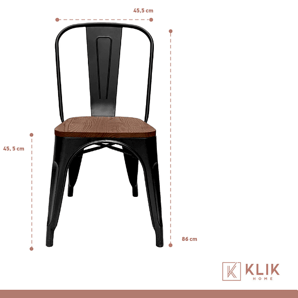 Pack de 4 sillas Tolix con asiento de madera - Negras 4