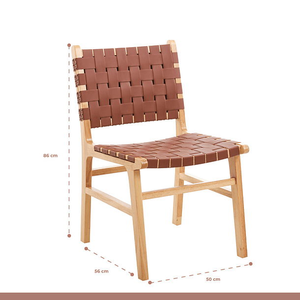 Silla de Comedor Danesa Austral enrejada Madera y Cuero - Café 4