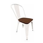 Silla Tolix con asiento de madera - Blanca 1