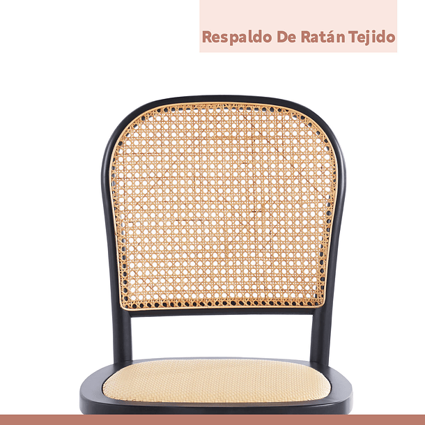 Silla de Comedor Hoffman o Lombardia Madera Rattan - Negra 7