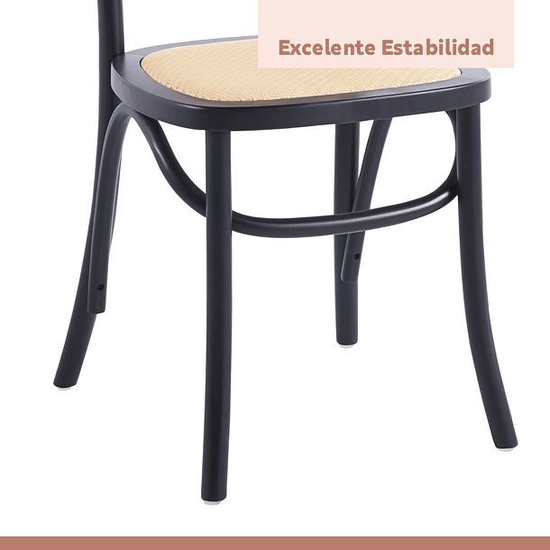 Pack de 2 Sillas de Comedor Hoffman o Lombardia Madera Rattan - Negra 7