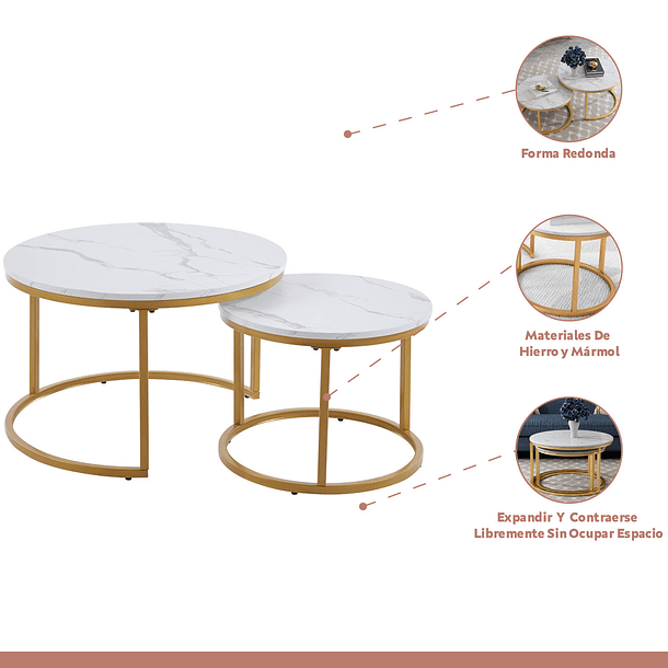 Juego de mesas de centro anidadas - Diseño de marmol 3