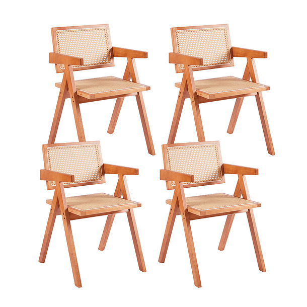 Pack de 4 sillas Chandigarh de madera - Natural 1