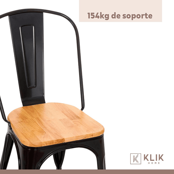 Pack de 4 sillas Tolix con asiento de madera Clara - Negras 6