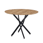 Mesa de comedor redonda 100cm color madera enrejada 1