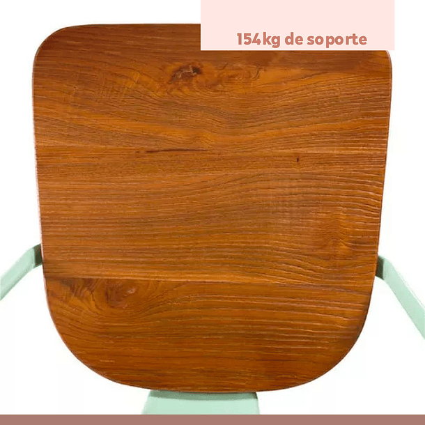 Pack de 4 Sillas Tolix con asiento de madera oscura - Menta 6