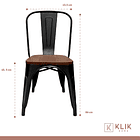 Mesa Color Madera y Metal Cross 180x90 + 8 sillas Tolix con asiento de madera - Negras 6