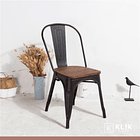 Mesa Color Madera y Metal Cross 180x90 + 8 sillas Tolix con asiento de madera - Negras 8