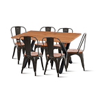 Mesa Color Madera y Metal Cross 140x90 + 6 sillas Tolix con asiento de madera - Negras 1