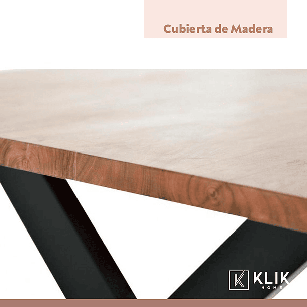 Mesa Color Madera y Metal Cross 140x90 + 6 Sillas Crossback Madera Rattan Negra 7