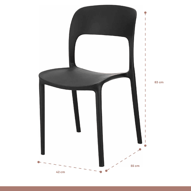 Silla de Comedor o Terraza Alto Tráfico Kentucky - Negra 4