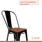 Silla Tolix de Comedor o Terraza Exterior con asiento de madera - Negra 5