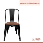 Silla Tolix de Comedor o Terraza Exterior con asiento de madera - Negra 7