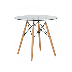 Mesa de Comedor Eames 80cm redonda vidrio