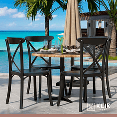 Silla Crossback Danubio de Terraza Exterior o Comedor - Negra