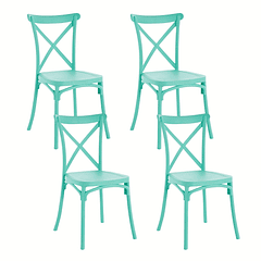 Pack 4 Sillas de Terraza o Comedor Crossback Danubio - Menta