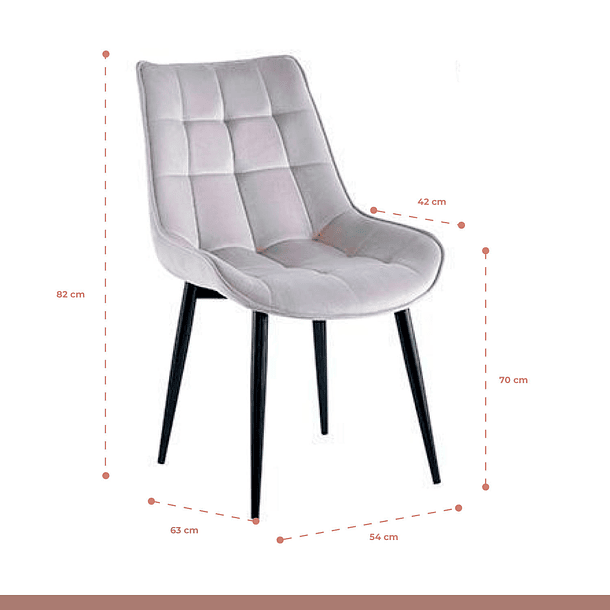 Silla de Comedor Macron Acolchada Terciopelo - Gris 4