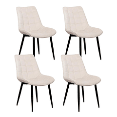 Pack de 4 Sillas de Comedor Macron Acolchada Terciopelo - Beige