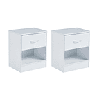 Pack de 2 Veladores Cajón y Espacio Almacenamiento Minimal Blanco 1