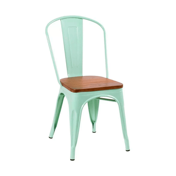 Silla Tolix con asiento de Madera Oscura Walnut - Menta 1