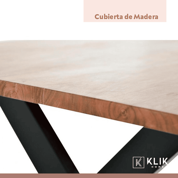 Comedor Color Madera y Metal Cross 140x90 + 6 sillas Tolix con asiento de madera Oscura - Negras 7