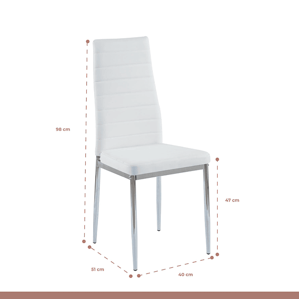 Silla Dining Acolchada Liana con patas cromadas - Blanca 4