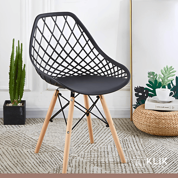 Pack de 4 Sillas Eames Enrejada Mesh - Negra 2