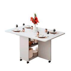 Mesa de comedor plegable extendible blanca 140x60cm