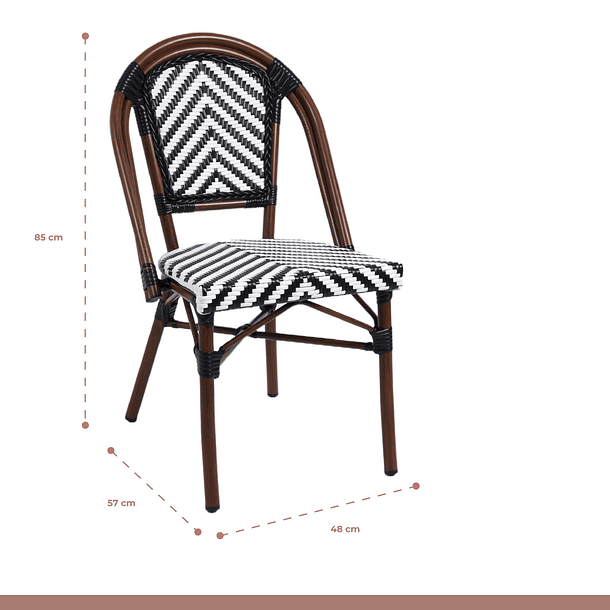 Silla Bistro Parisina Rattan - Blanca con negro 4