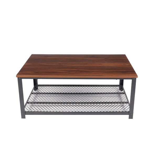 Mesa de centro metal madera oscura walnut enrejada 106x60 1