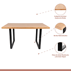 Comedor Estilo Industrial 160x90 Madera Clara + 6 sillas Tolix Negras con asiento de madera Clara 3