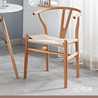 Comedor Mesa redonda de vidrio Cross 120cm + 5 Sillas Wishbone Madera 8