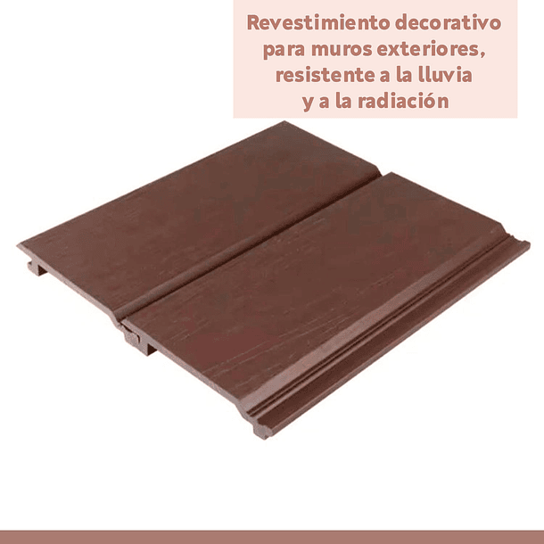 Pack de 5 Revestimientos Siding Plano WPC exterior Color Madera Oscura 3