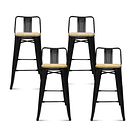 Pack de 4 Taburetes Tolix Con Asiento De Madera Clara - Negros 1