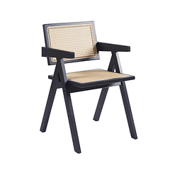 Silla Sitial Butaca Chandigarh Madera Rattan Negra