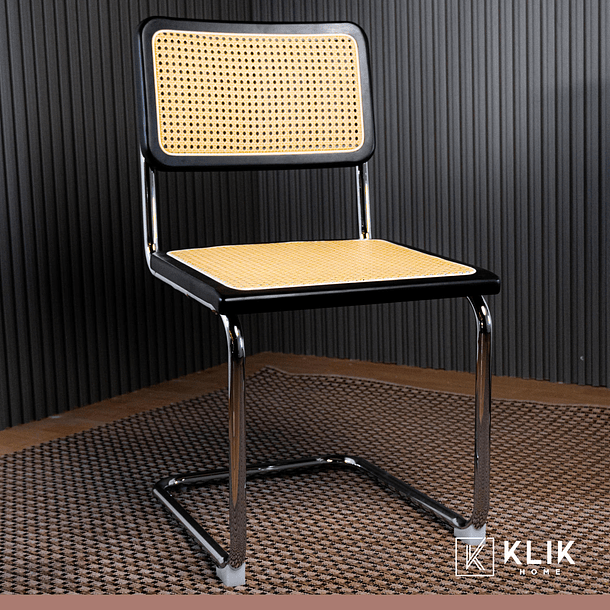 Silla Breuer Madera y Rattan - Negra 2