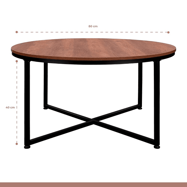 Mesa de centro 80cm redonda - Madera Oscura Walnut 4