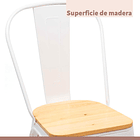 Silla Tolix con asiento de madera clara - Blanca 5