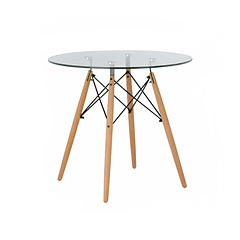 Mesa de Comedor Eames 80cm redonda vidrio