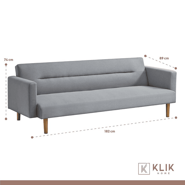 Futón Sofá Cama 3 cuerpos Sara - Lino Gris 4