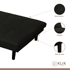 Futón Sofá Cama 2 cuerpos Sofía - Ecocuero Negro 3